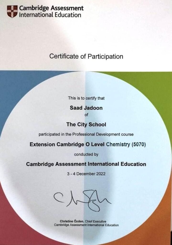 Cambridge Certified tutor for O level Chemistry in Islamabad