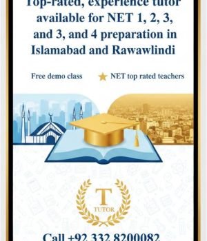Top rated experienced tutors for NET 1-2-3-4 in isb Rwp lah Pakistan